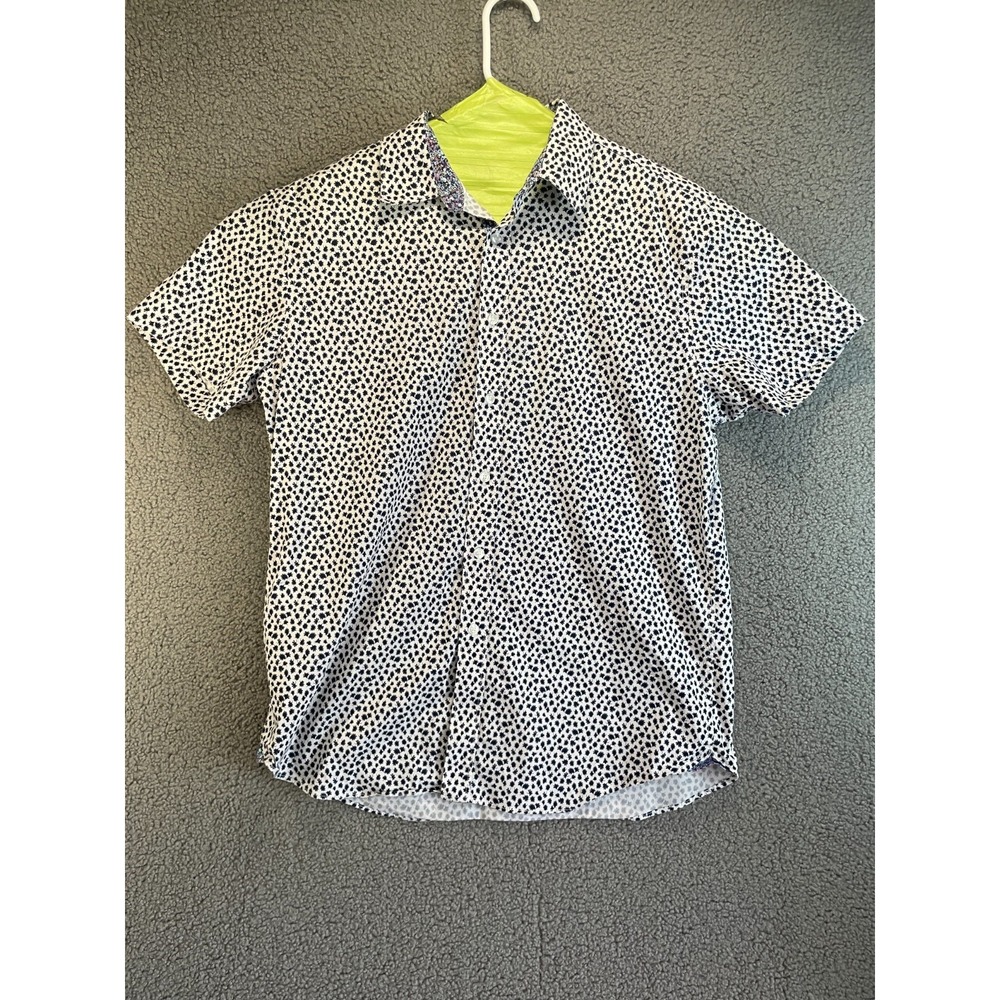 Construct Slim Fit Button Down Shirt, Mens, Size L  Black and White Floral